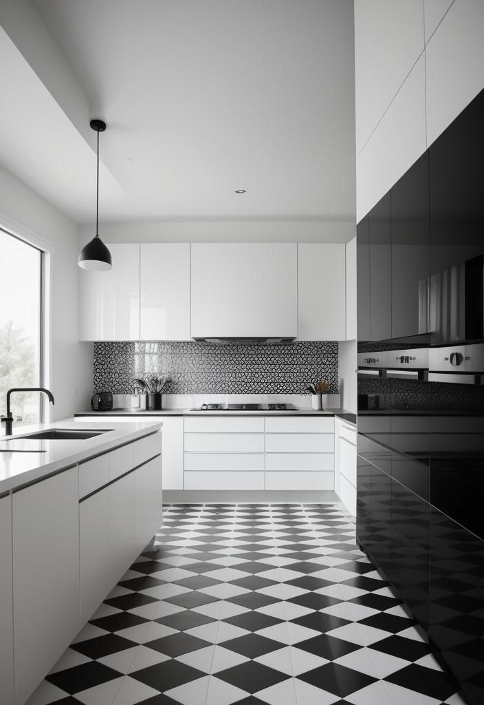 22. Geometric Flooring Patterns for Kitchens