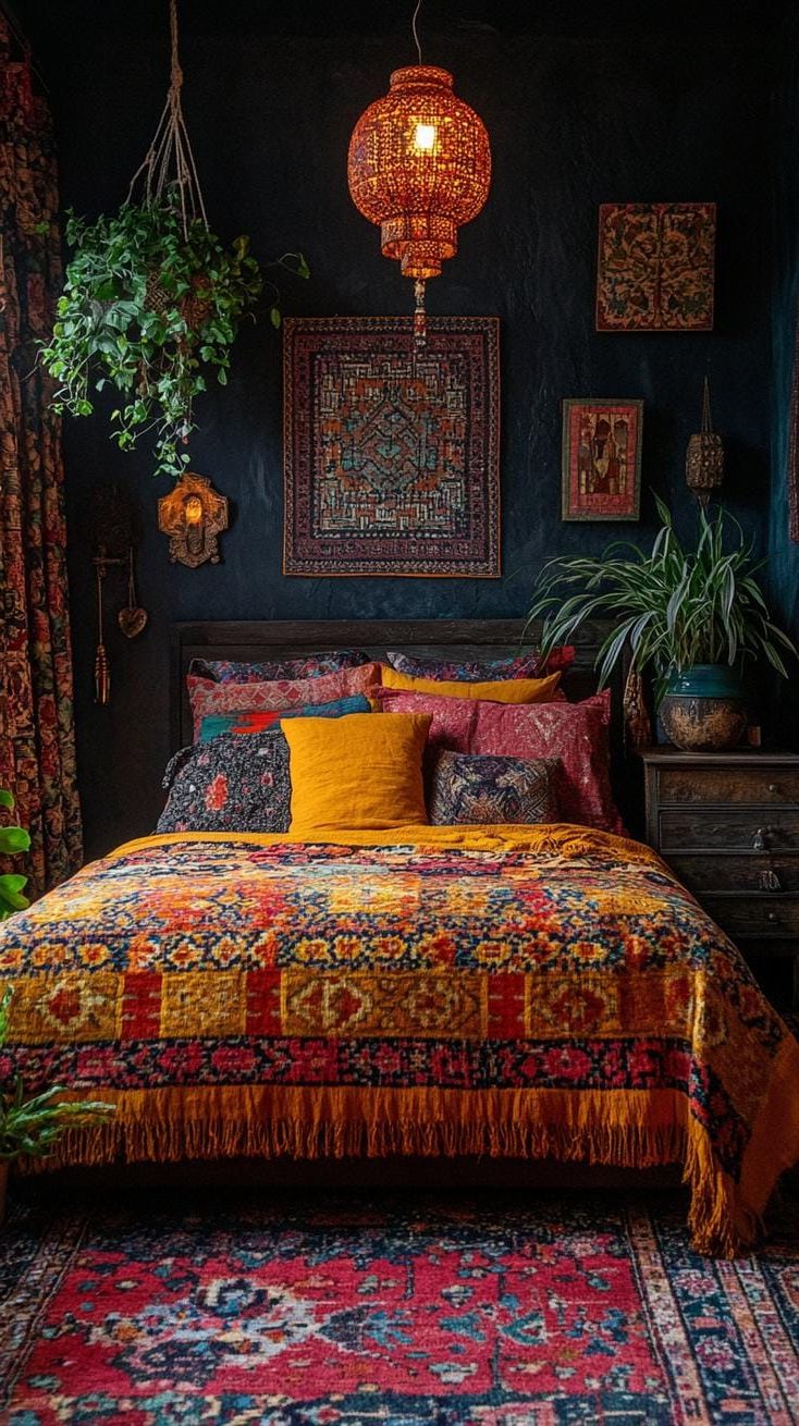 8. Layered Textiles And Persian Rugs On The Bed