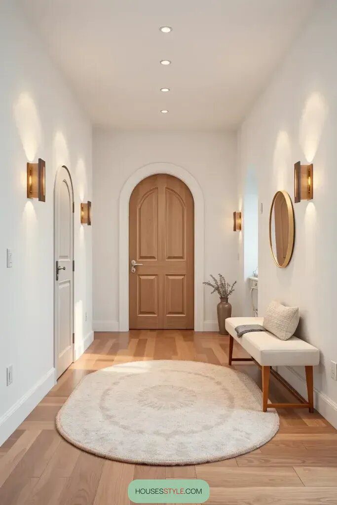 Curved Shapes in Modern Minimalist Hallways