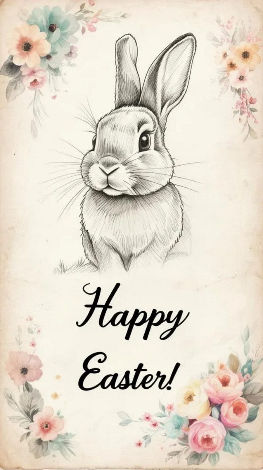 16. Hand-Drawn Bunny Vintage Greeting Card - photo 3