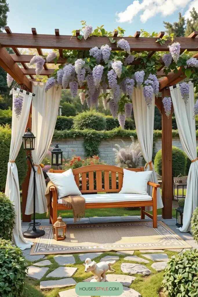 Shaded Pergola Seating for a Luxurious Feel