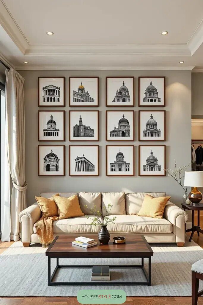 Layering Architectural Prints for a Balanced Wall