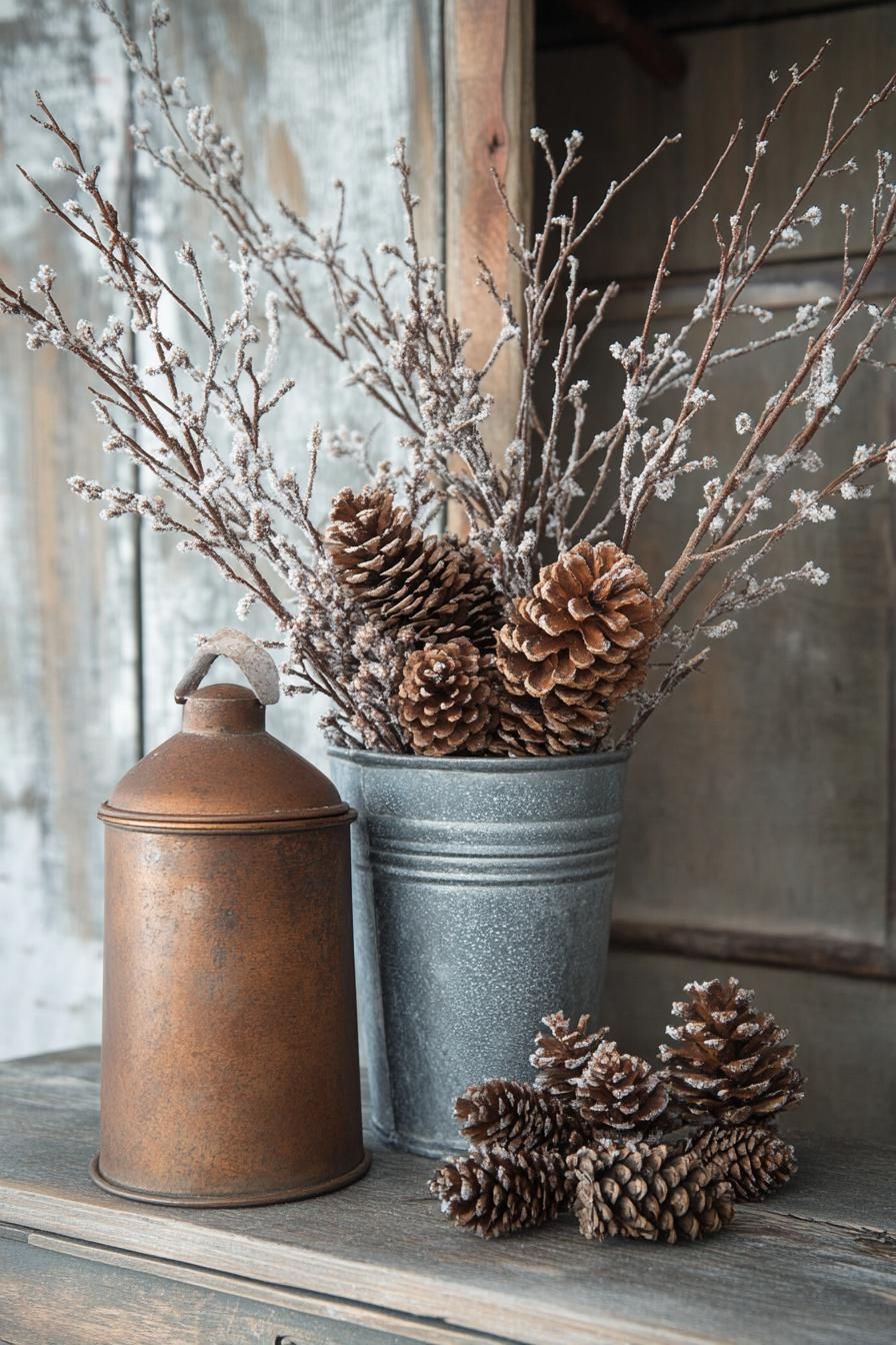 9. Pinecone-Filled Galvanized Buckets - photo 2