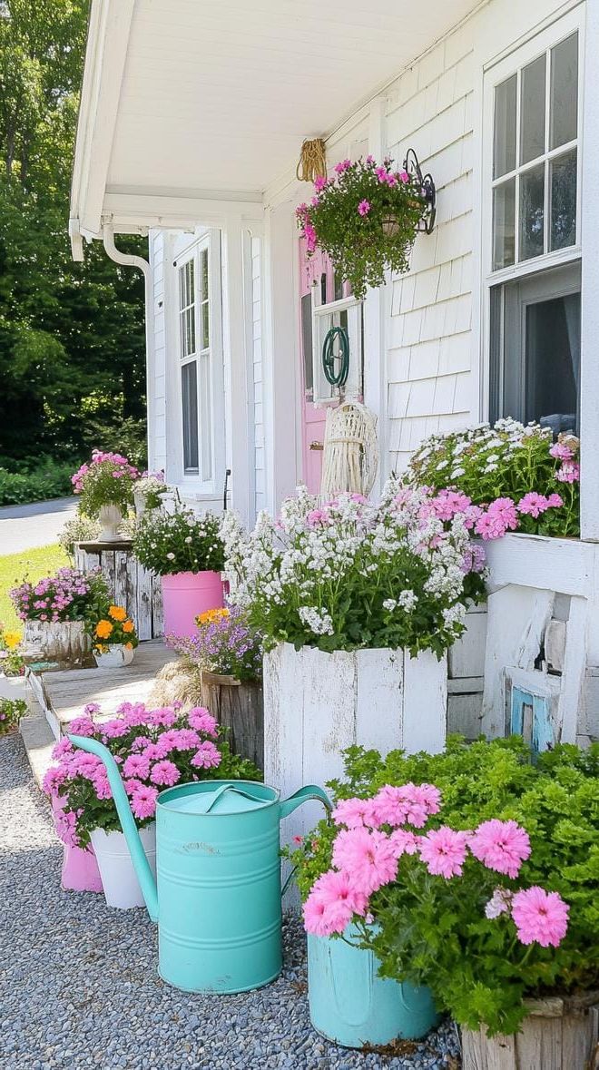 20. Shabby Chic Front Yard with Watering Can Accents - photo 2