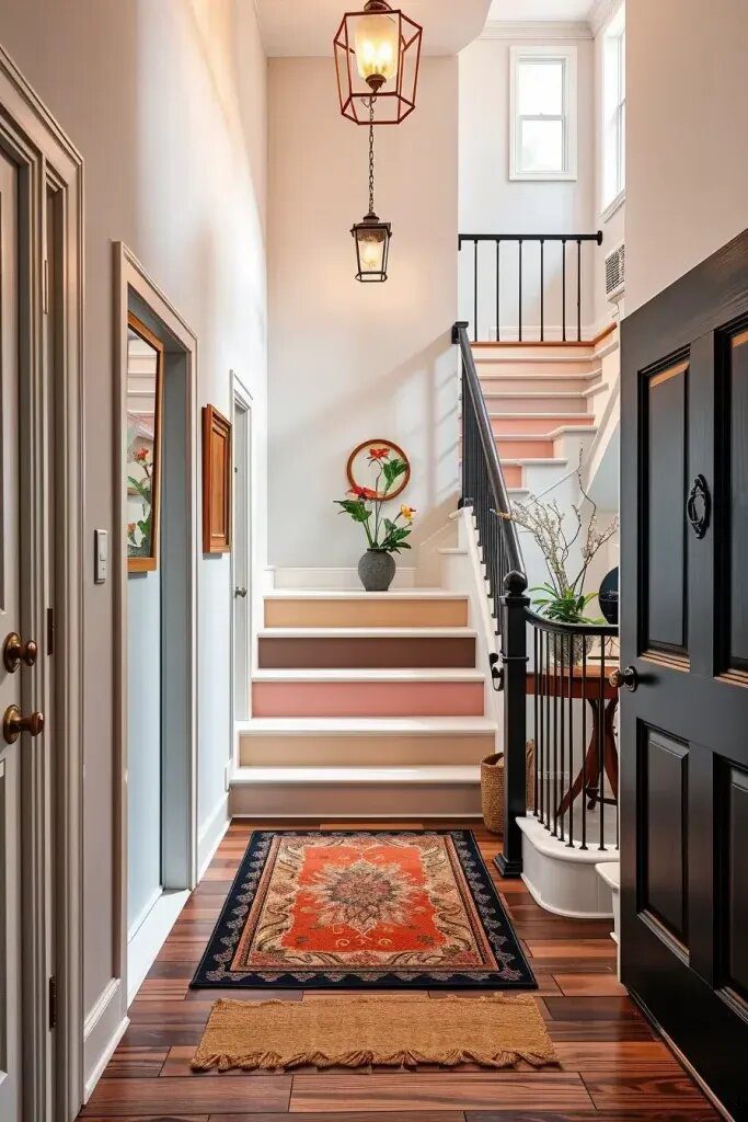 Color-Dipped Stair Risers as a Hand-Painted Accent