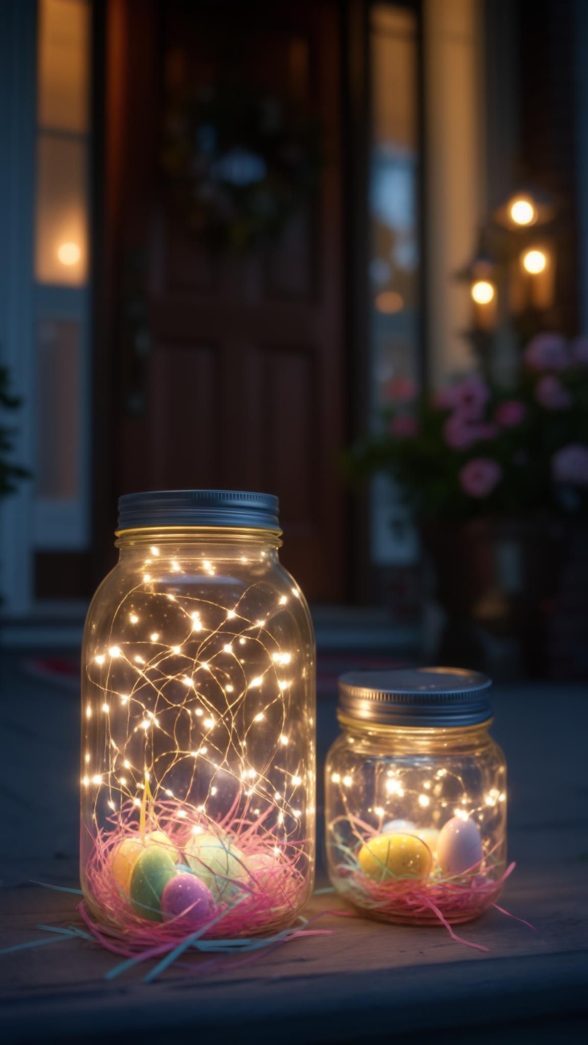 15. Mason Jar Lantern Easter Decor