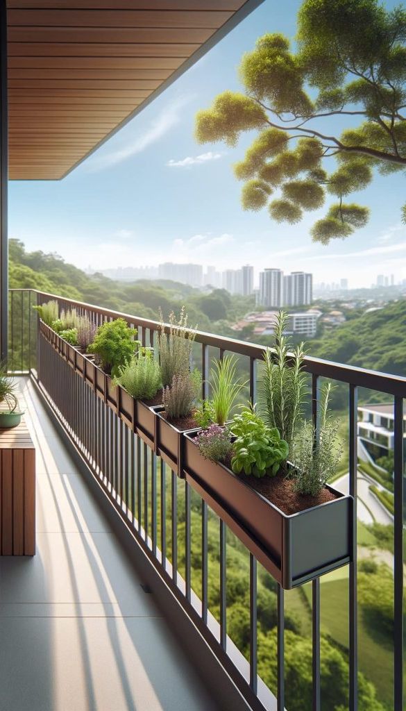15. Balcony Railing Herb Planter Ideas