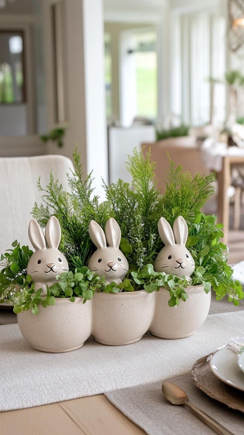 12. Farmhouse Centerpiece With Bunnies And Greenery - photo 3