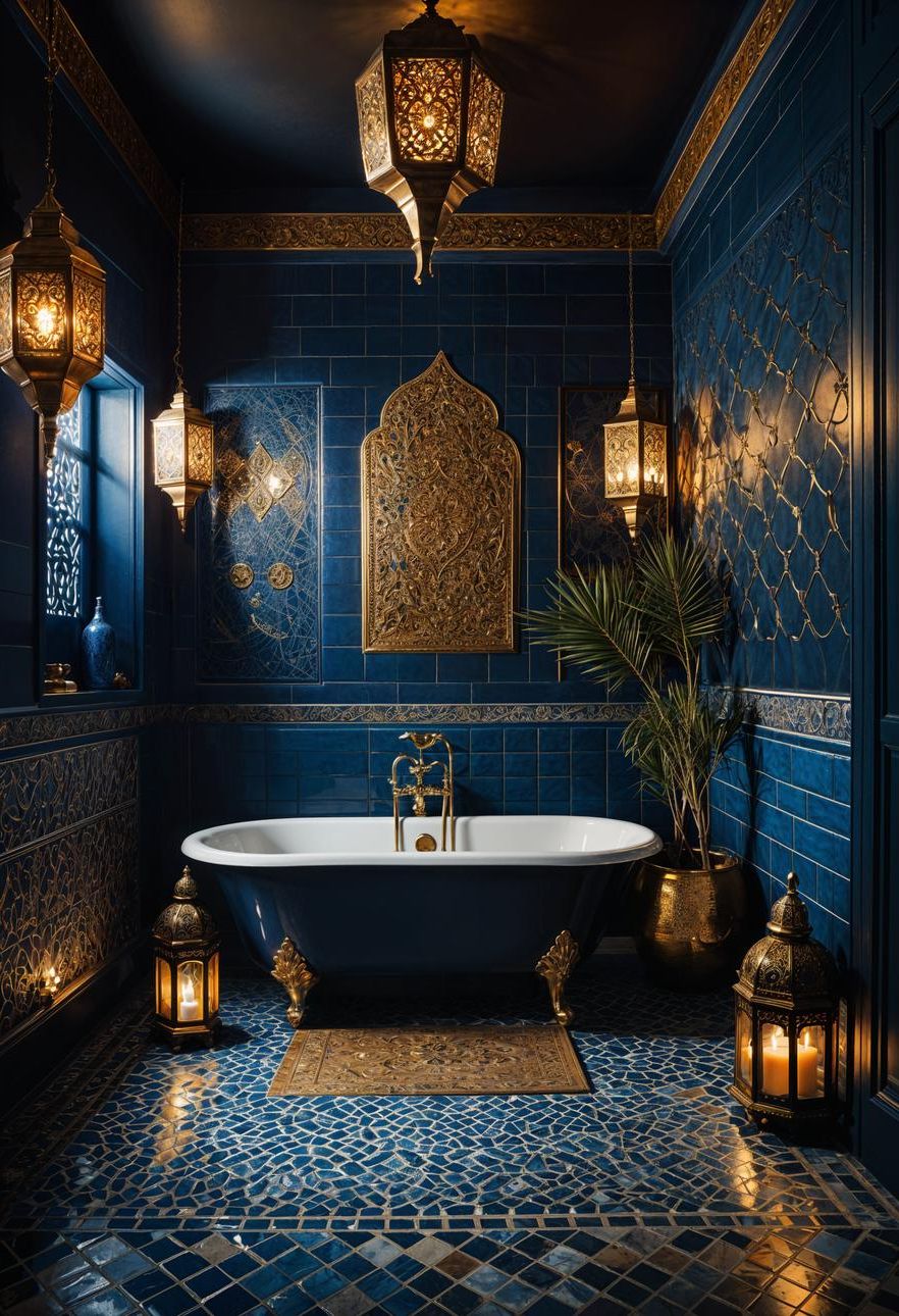 20. Moroccan Midnight Bathroom Design - photo 2