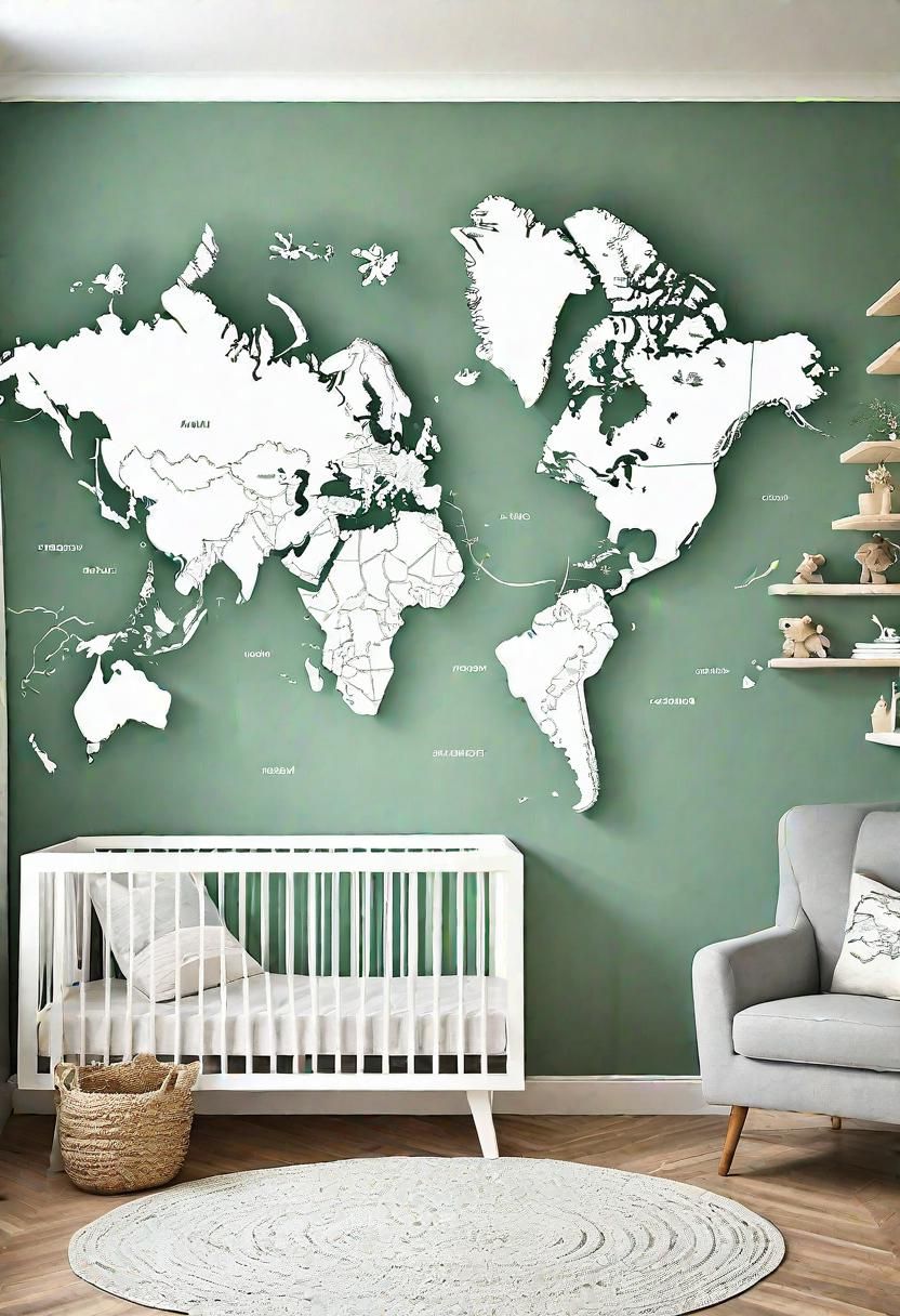 35. World Map Decals in Sage Green