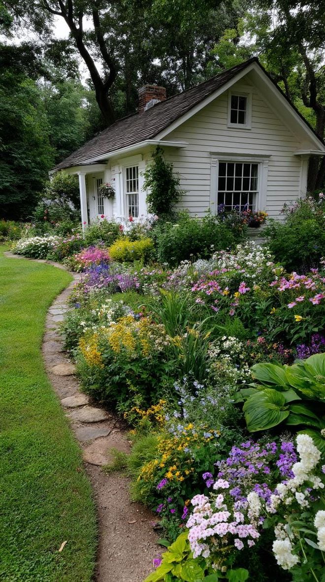 16. A Flower Border Path Circling the House