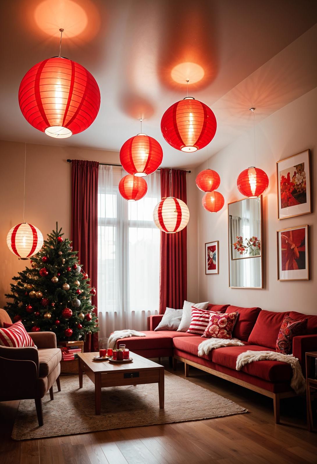 13. Striped Lantern Decor for the Holidays - photo 2