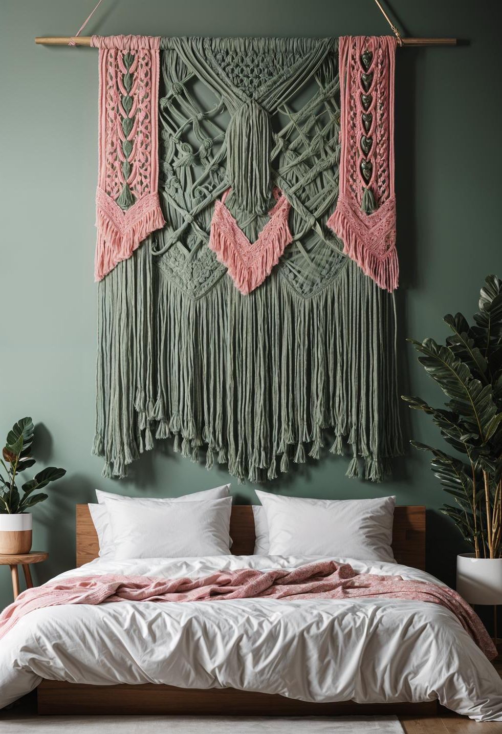 13. Sage and Pink Macrame Wall Art - photo 2