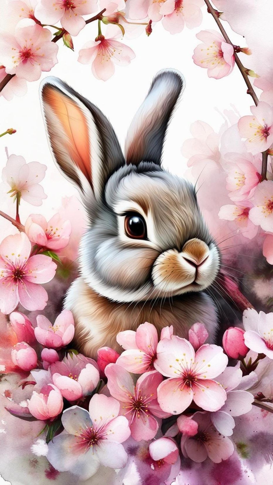 5. Watercolor Bunny With Spring Florals
