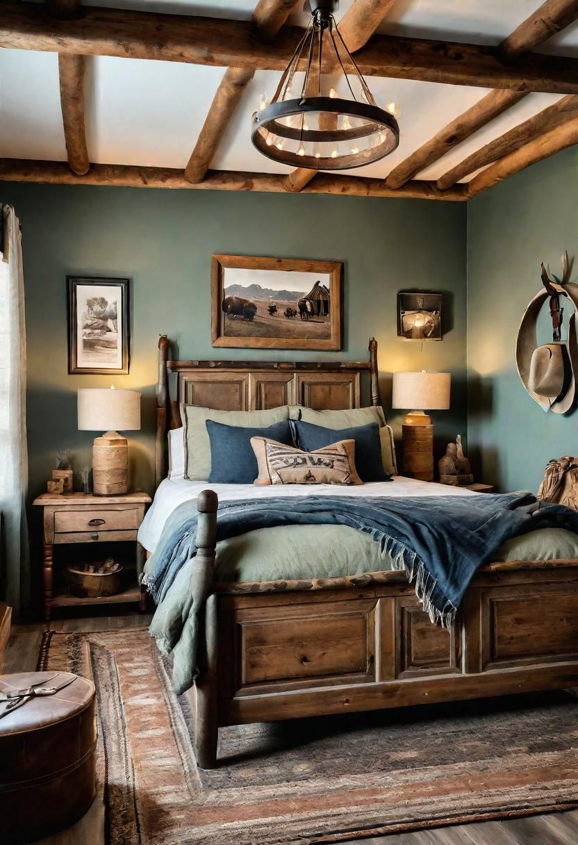 39. Wild West Sage Green Bedroom Style