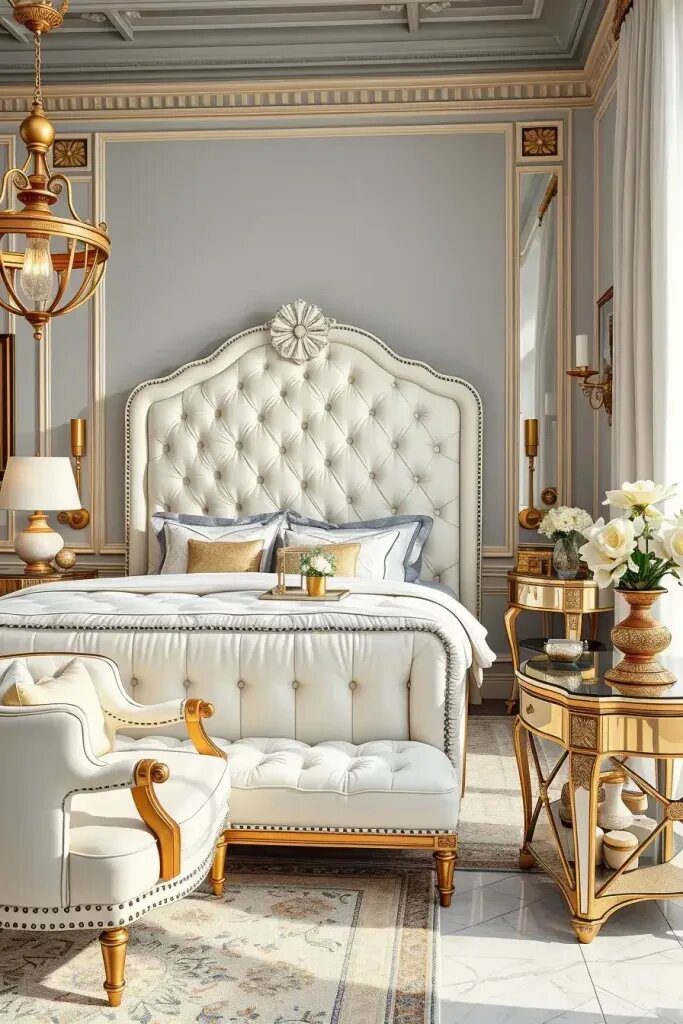 Elegant Gold and White Bedroom Decor - photo 3