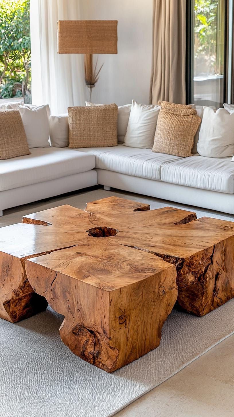 2. Low-Profile Wood Coffee Tables With Live Edges