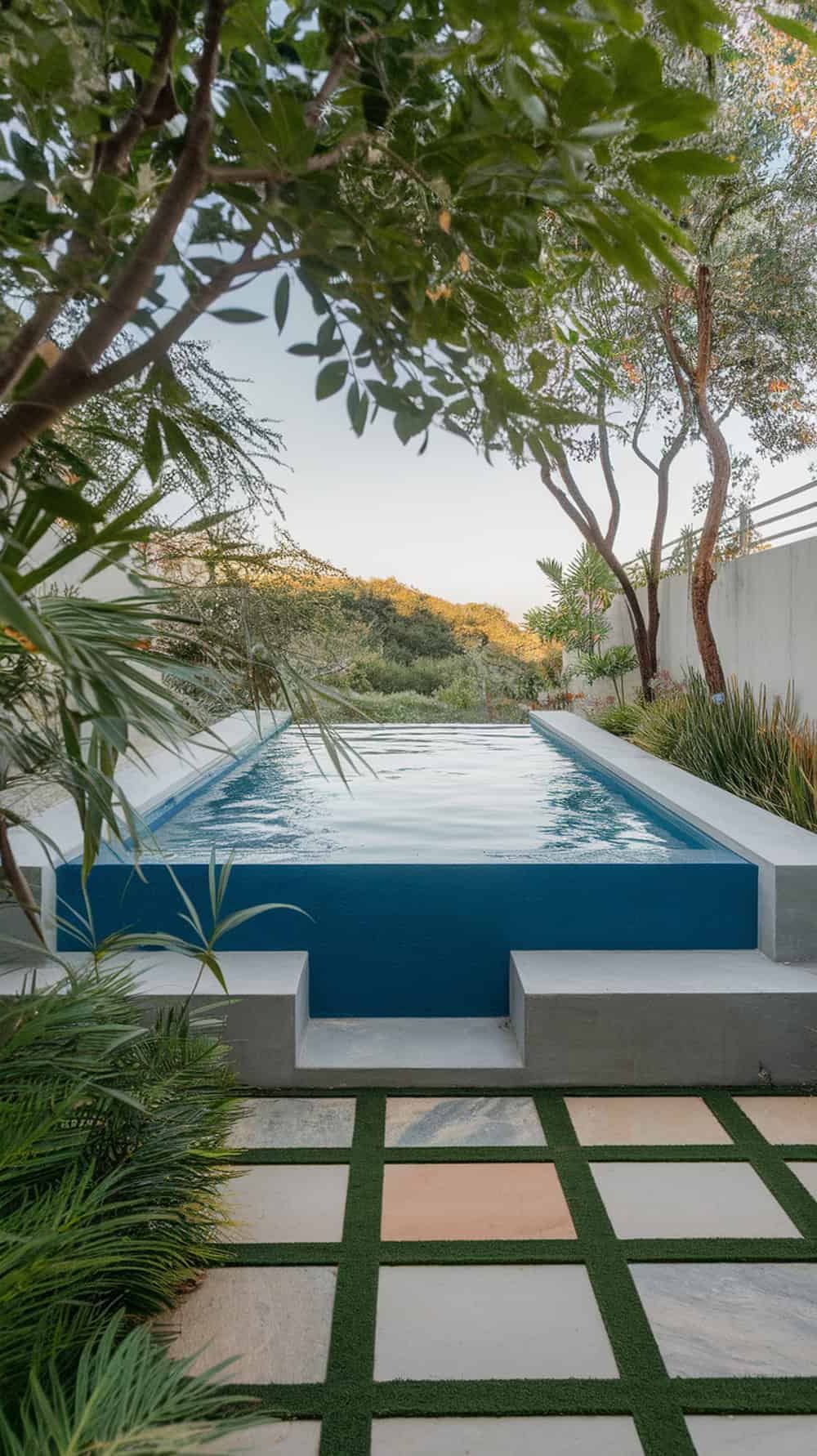 Raised Pool Design With Built-In Seating