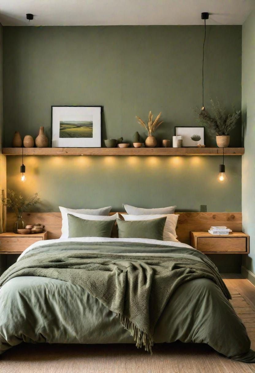 1. Minimalist Sage Green Sanctuary with Matte Finishes and Wood Accents - photo 2