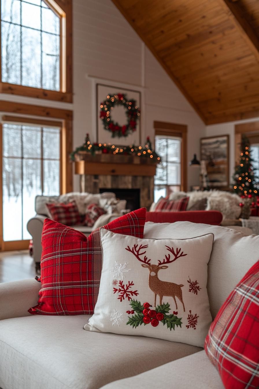 21. Embroidered Plaid Pillowcases for Christmas - photo 3