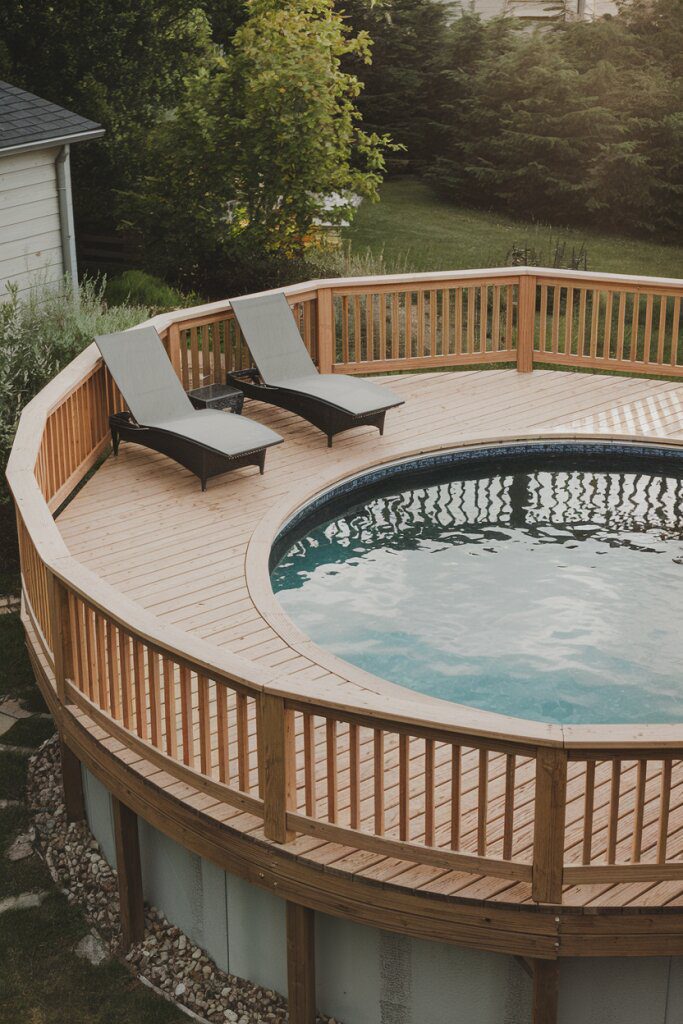 Circular Decks Paired with Lounge Chairs