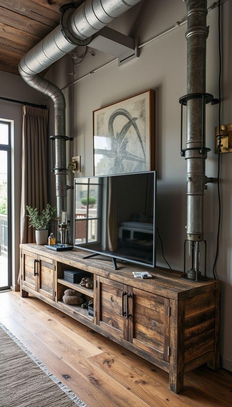 13. Rustic Wood TV Console