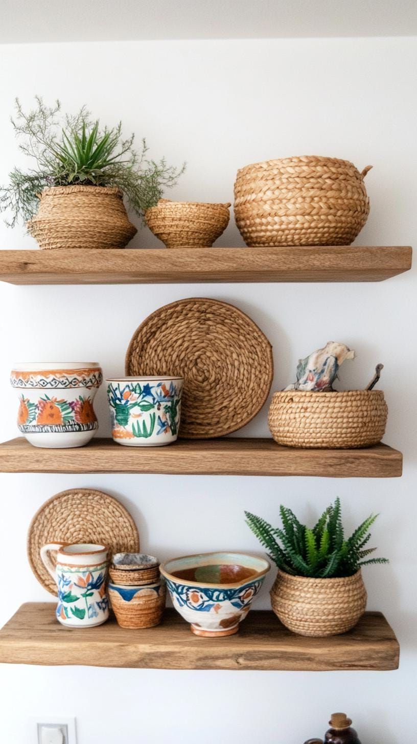 8. Style With Woven Baskets And Painted Pottery - photo 2