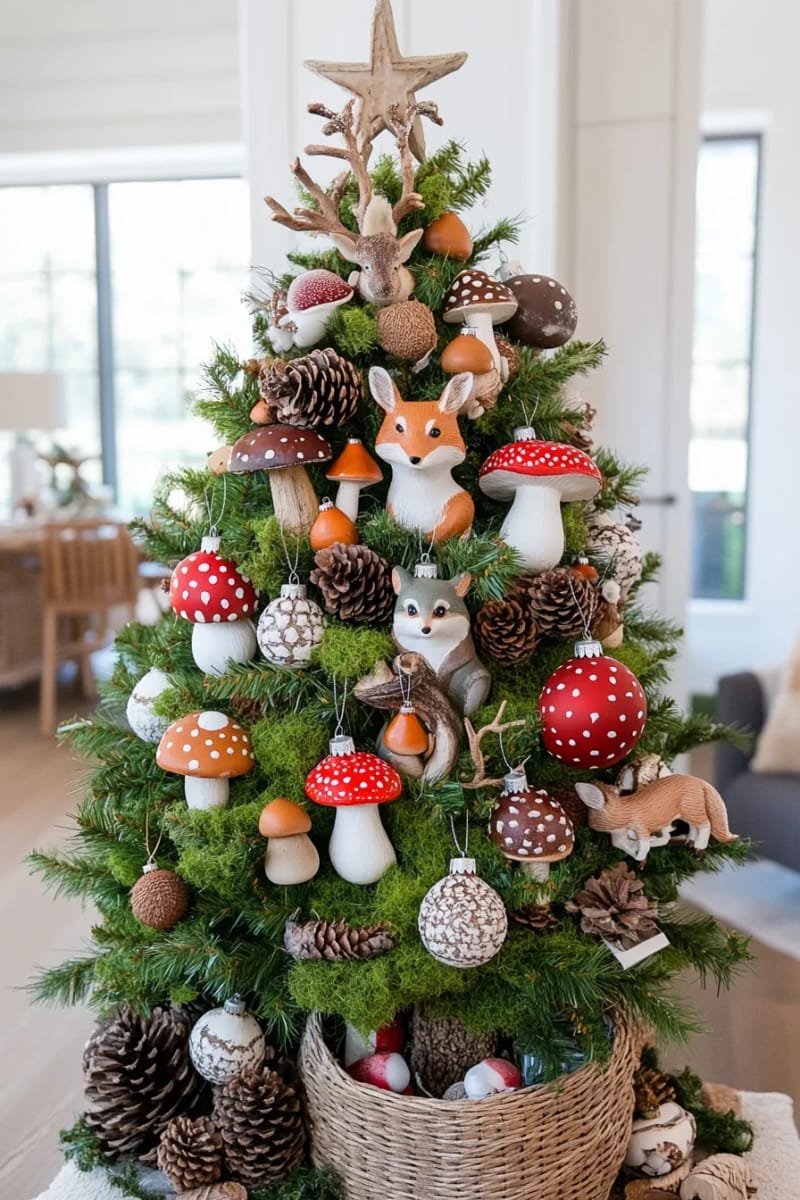 5. Forest-Themed Tree with Mushrooms and Moss