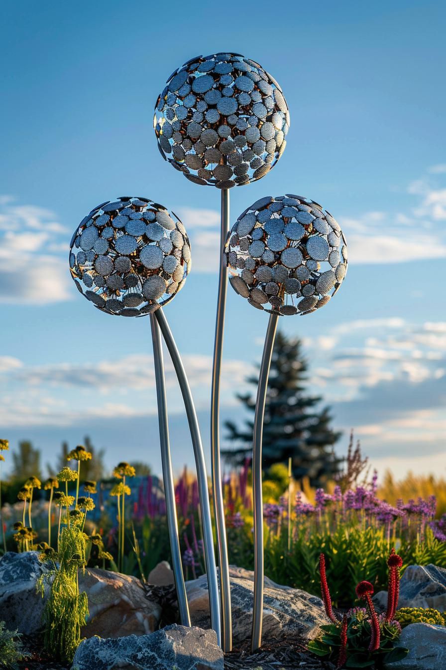 24. Blooming Metal Allium Sculptures