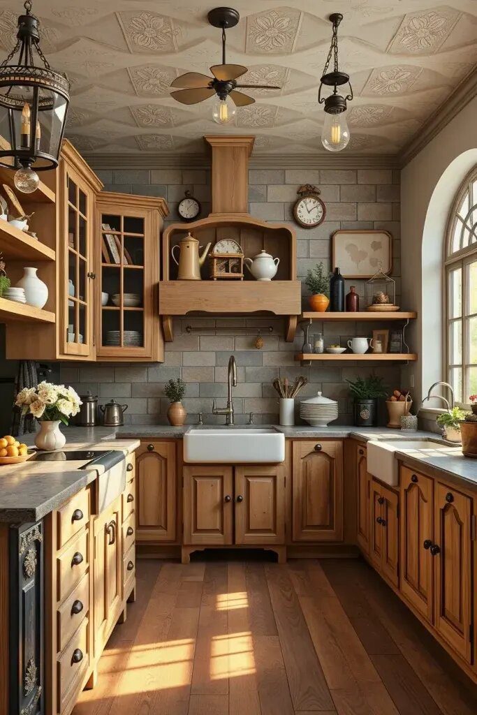 Distressed Wood Cabinets for Vintage Style