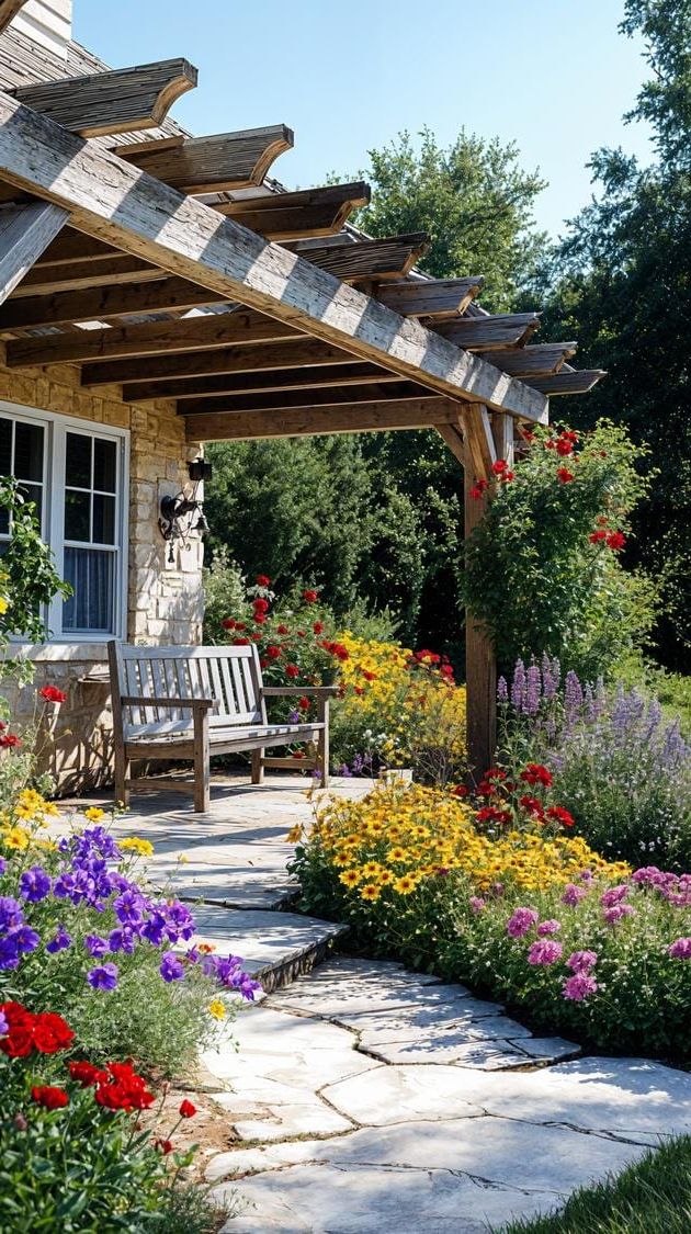 5. Wooden Pergola for a Vibrant Country Garden - photo 3