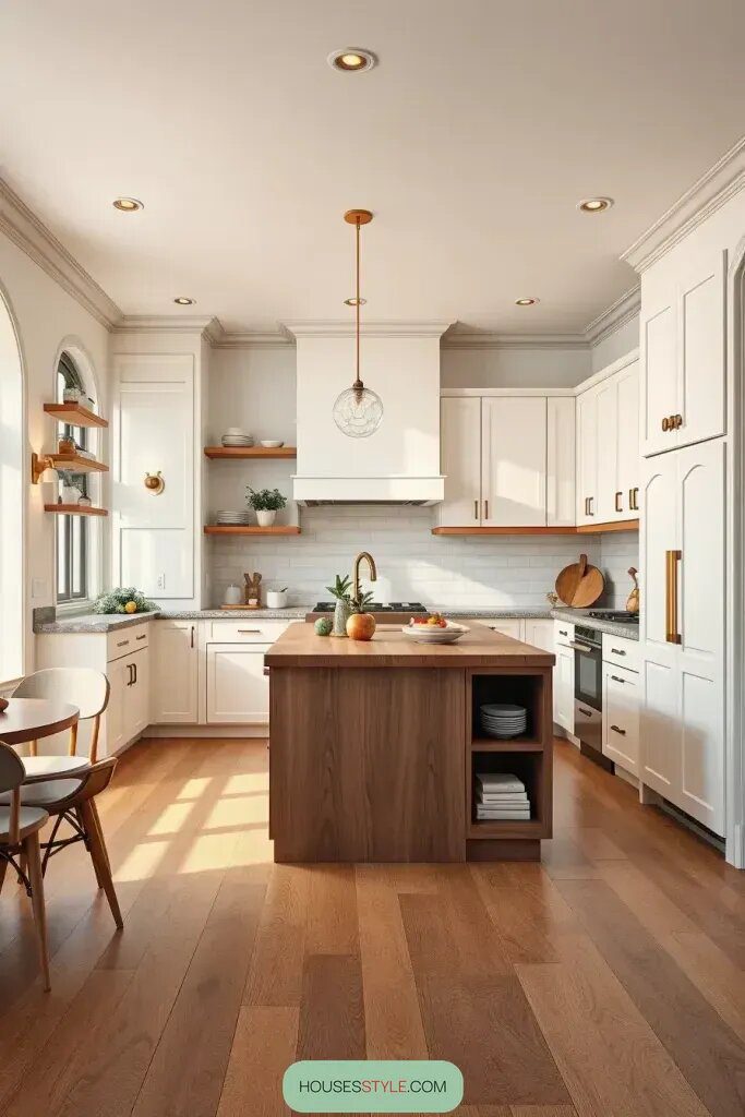 Warm Wood Accents for Simple Kitchens