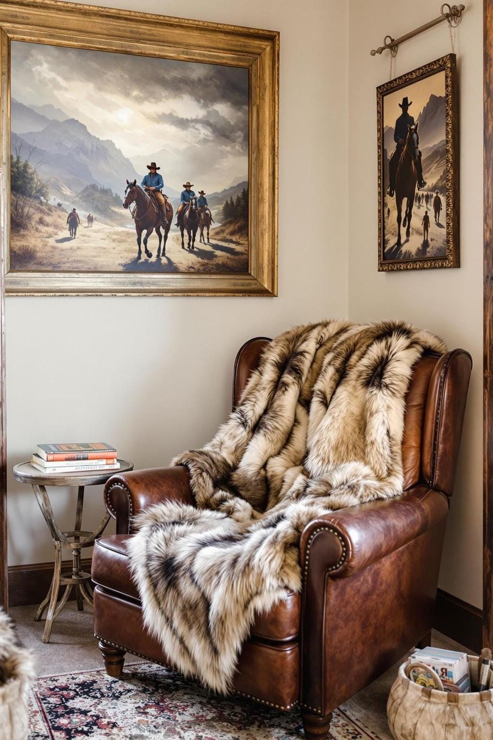 25. Reading Nook With Leather Armchair and Fur Throw - photo 2