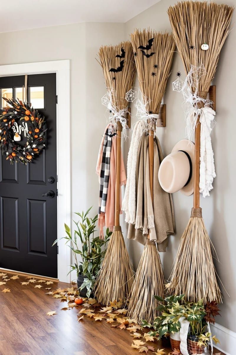 13. Upside-Down Broomsticks as Entryway Coat Racks - photo 2