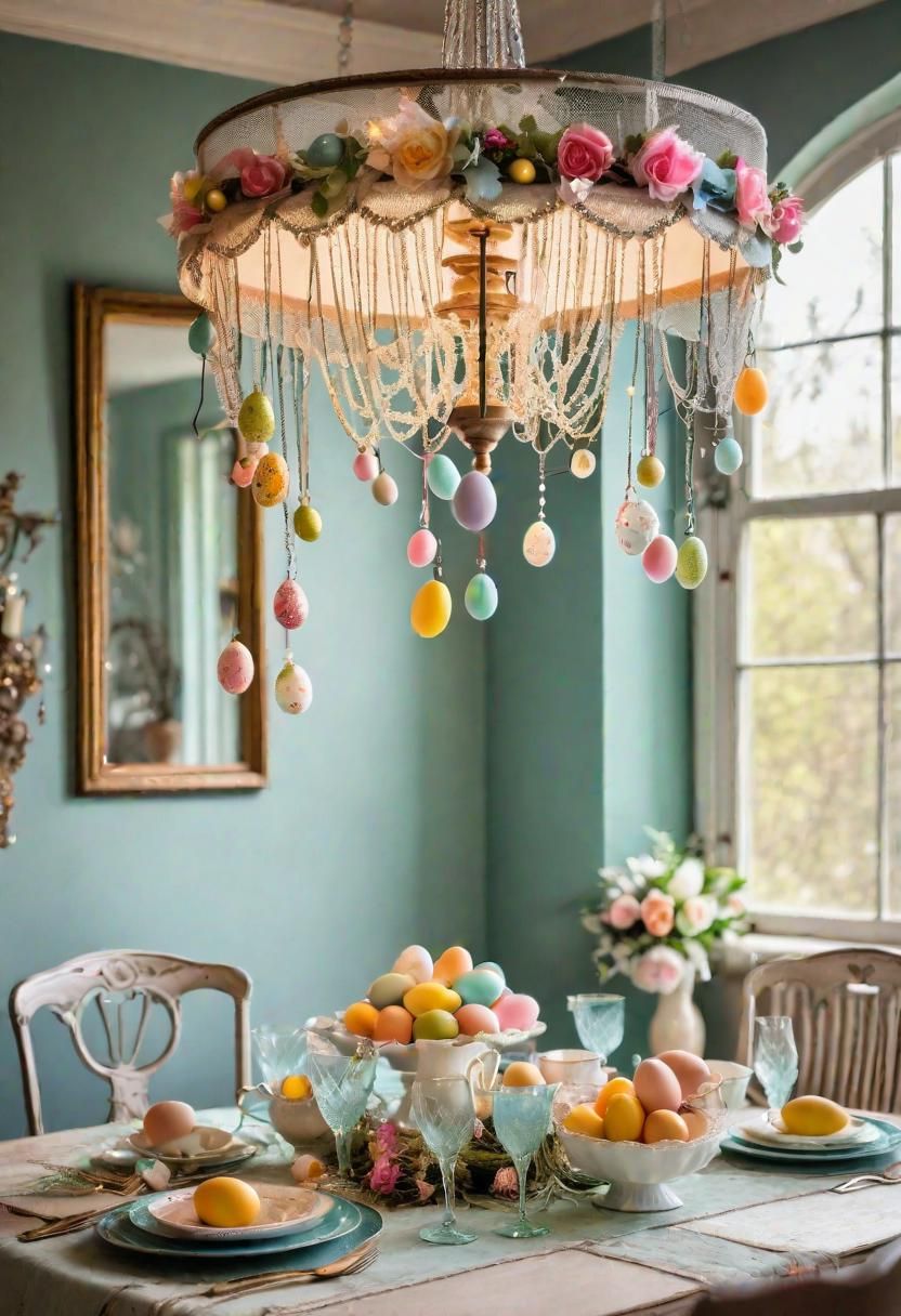 17. DIY Chandelier Using Easter Bonnets