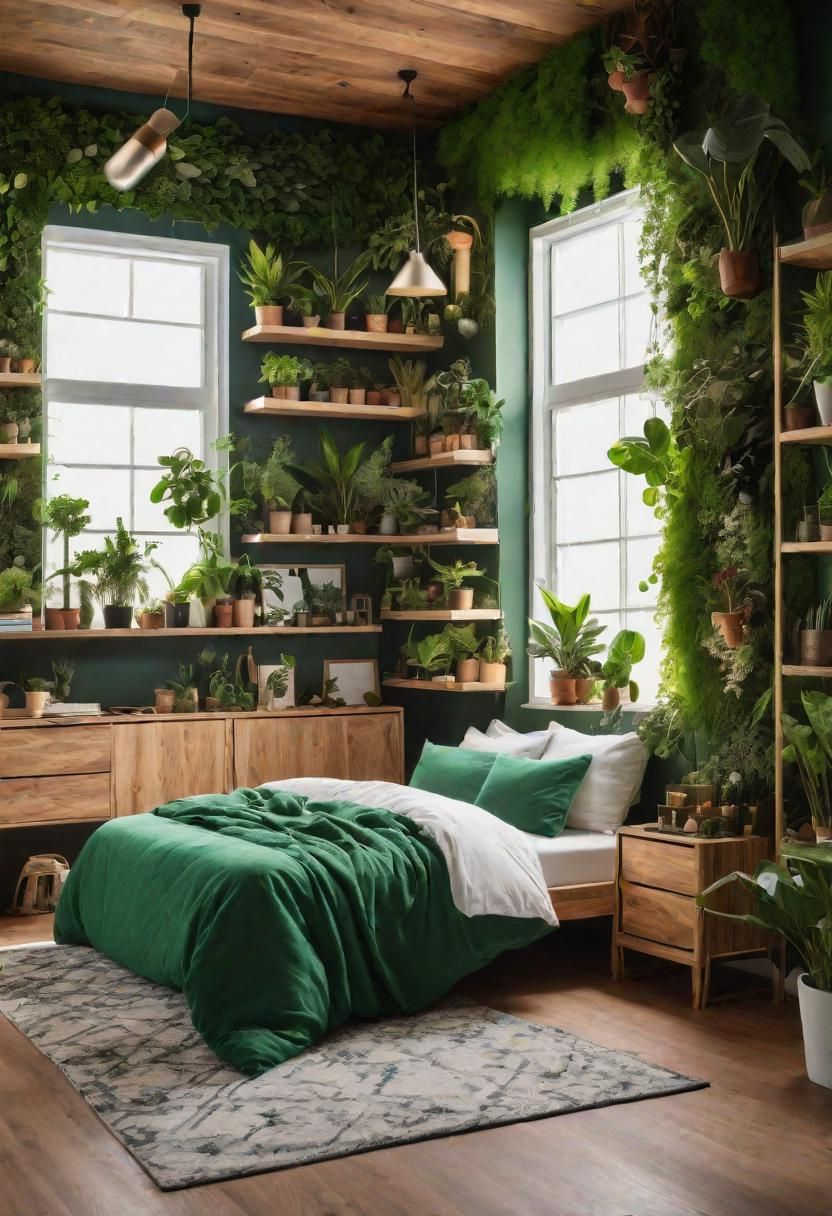 24. Eco-Friendly Green Teen Bedroom