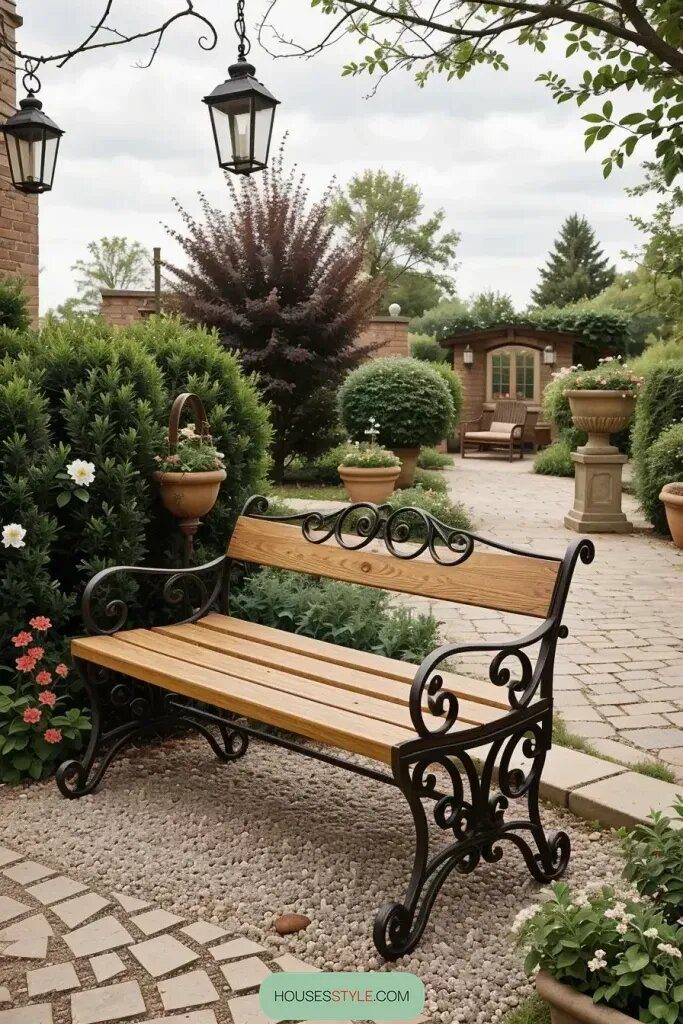 Benches with Cast Iron Legs and Wood Slats - photo 2