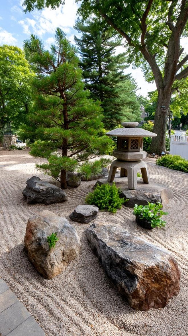 28. Zen Garden with Gravel Paths and Stone Lanterns