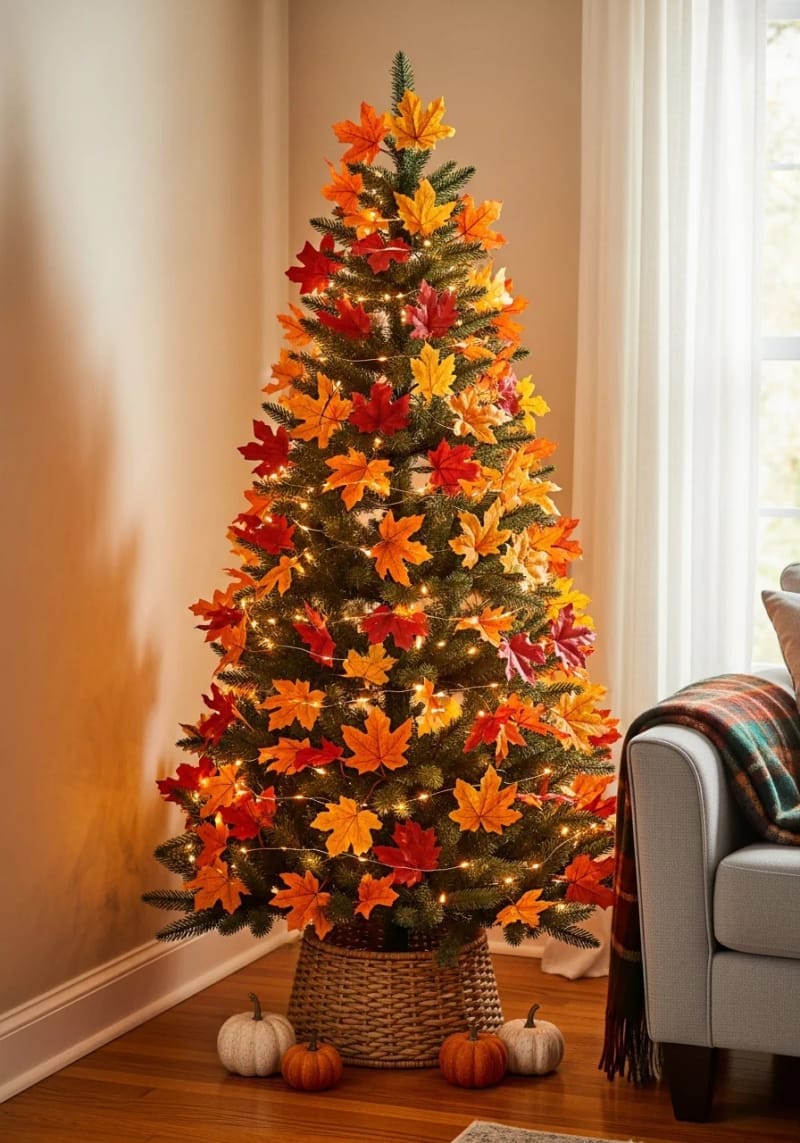 9. Maple Leaf Garland with Copper Fairy Lights - photo 2