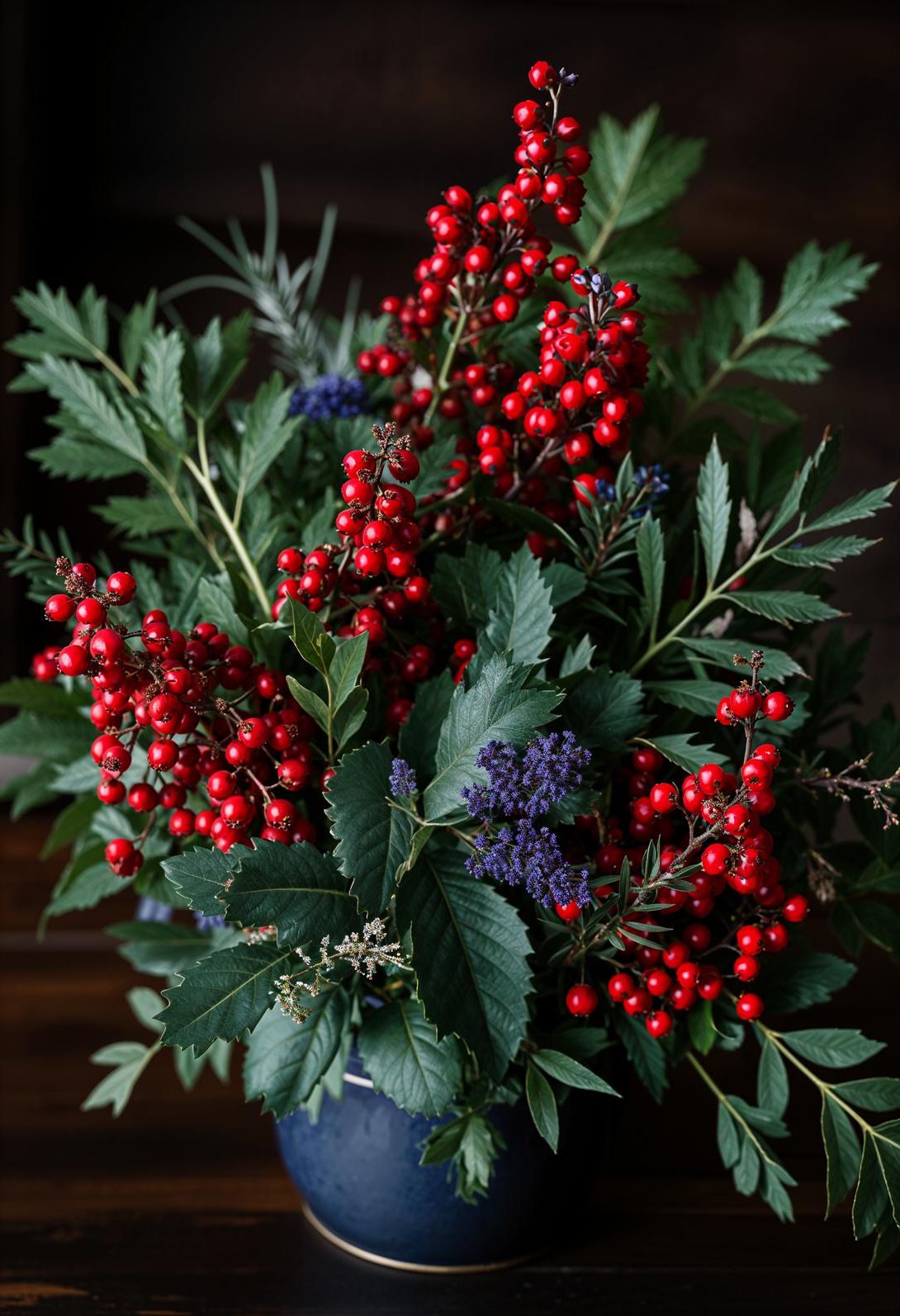 15. Indigo and Green Holiday Foliage