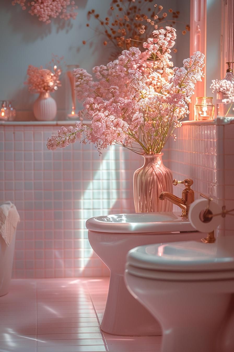 13. Pastel Pink and Metallic Accents