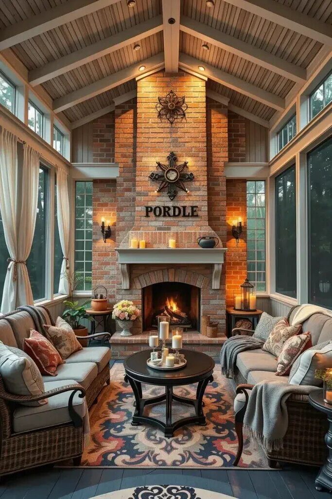 Screened Porches Built Around A Fireplace - photo 2