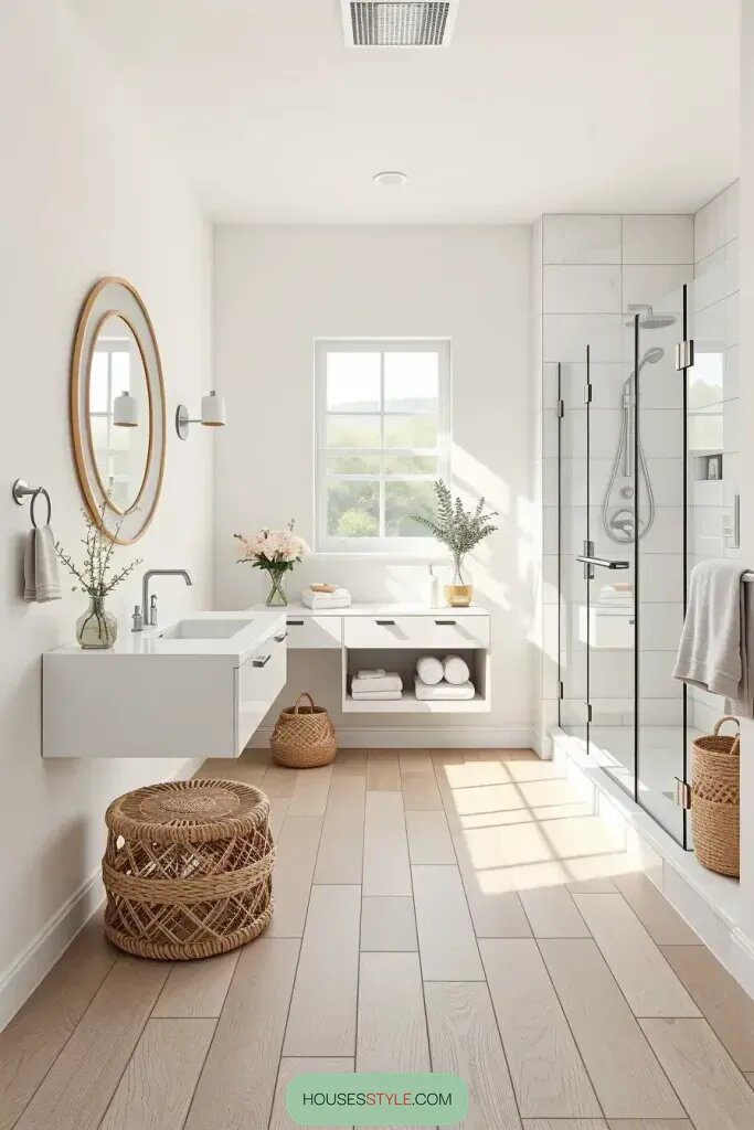 Light Wood Tiles for a Fresh Bathroom Look