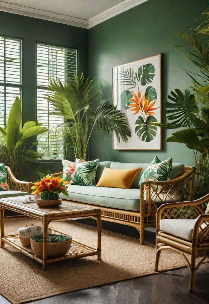 20. Lush Tropical Living Room Style