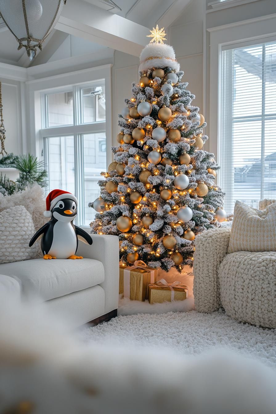 9. Penguin Wonderland Living Room Theme