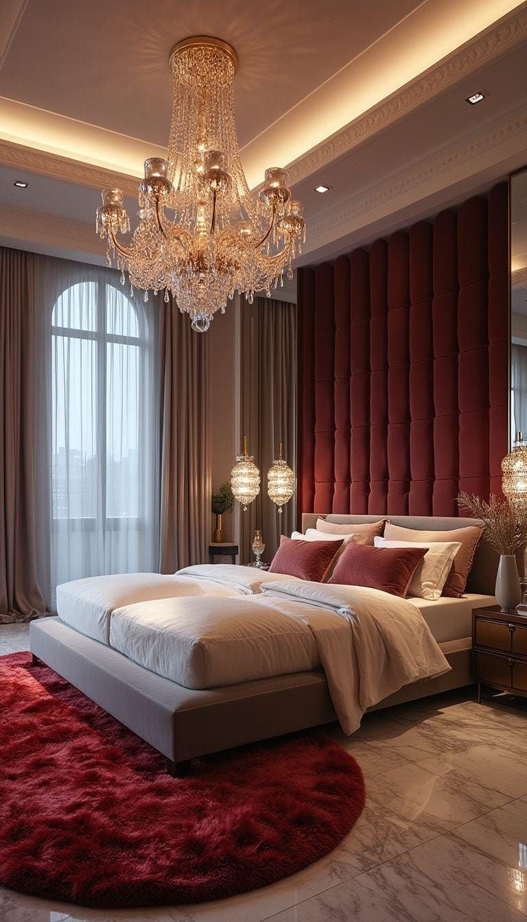 15. Glamorous Bedroom With Crystal Fixtures