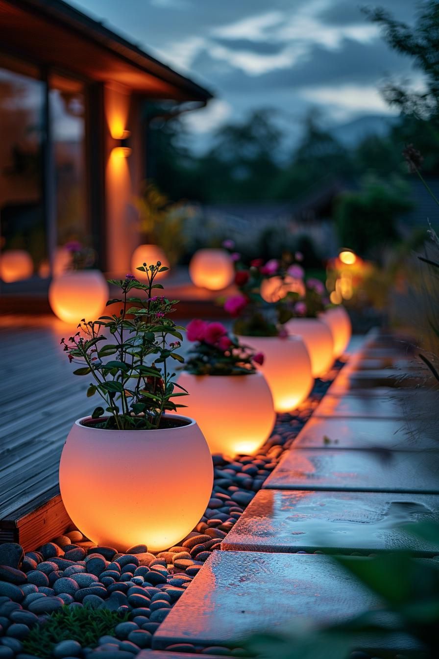 9. Solar-Lit Garden Planter Ideas