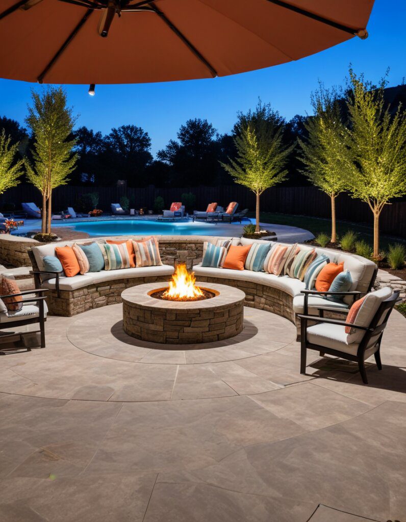 1. Cozy Poolside Fire Pit Ideas