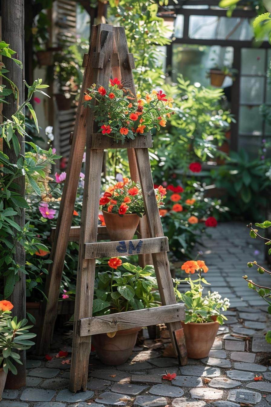 4. Rustic Wooden Easel Planter Ideas - photo 2