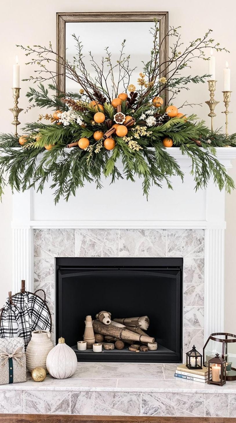 13. Festive Winter Mantle Botanical Display - photo 2
